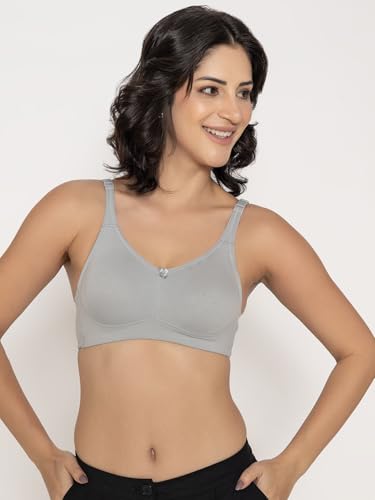 Image of INKURV Seamless Non-Padded Bra for Women | Non-Wired Cotton Full Coverage T-Shirt Bra | Thin Adjustable Straps | Double Layered Cups | Anti Sag Lift Up Support | Luna Combo of 2