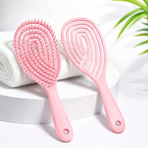 Image of Hair Brush With 3D Hollow Design Perfect For Detangling and Hair Grooming for Wet or Dry Hair