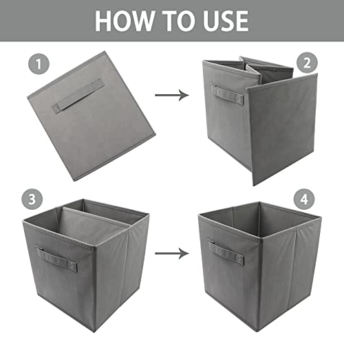 EBIGIC storage bins collapsible storage bins,cube storage organizer (Pack of 6) 9 * 7.5 * 7.5inch,For home and office Collapsible Closet Shelf Organizers, Drawer Organizers (Grey) - Thumbnail 4