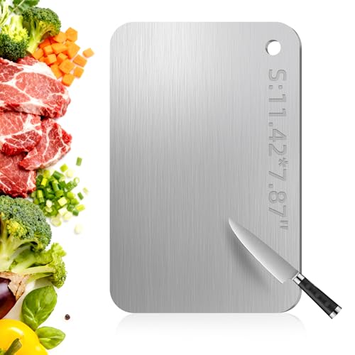 Tavano Titanium Cutting Board,100% Pure Titanium Cutting Boards for Kitchen,Double-side Available Cutting Board for Vegetables,Meat,Fruits,Easy to Store and Clean(S)