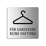 Anbringung selbstklebend Schild Für Garderobe keine Haftung 85x85 mm Piktogramm Türschild aus Edelstahl Nr.48217