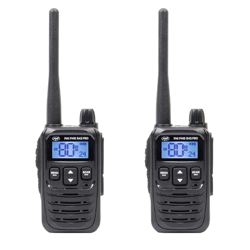 KIT 2 STAZIONI RADIO PORTATILI PNI PMR R45 PRO 446MHz, 0.5W, 99CH programmabile, 16 PMR, VOX, TOT, BCL, Scan, Roger Beep