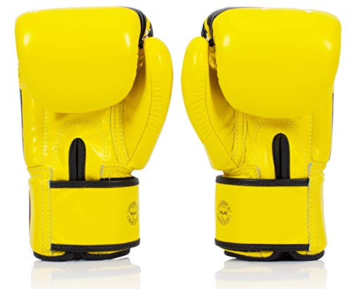 Image of Fairtex Boxing Kickboxing Muay Thai Style Sparring Gloves Training Punching Bag Mitts (8 oz, Yellow /Black)