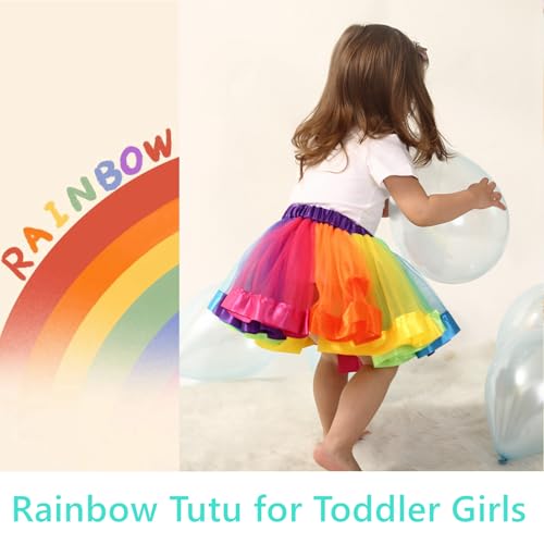 Image of Rainbow Birthday Outfits for Girls-T-shirt,Tutu Skirt Dress,Ruffle Socks,Headband,Unicorn Gifts for Girls