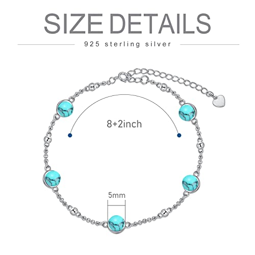 Aoboco Sterling Silver Rainbow Planet Galaxy Anklet, Multicolor Crystals From Austria , Ankle Bracelet Foot Bracelet For Women, Anniversary Birthday Jewelry Gifts For Daughter Sister Wife Girlfriend-Turquoise #TOP4