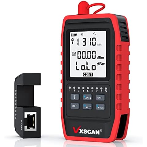 VXSCAN Fiber Optic Tester, Optical Power Meter, FC/SC/ST Universal Interface Fiber Tester & RJ45 Network Test & LED Lighting, Mini Fiber Optic Cable Tester Portable USB Charge Fiber Light Meter Cover