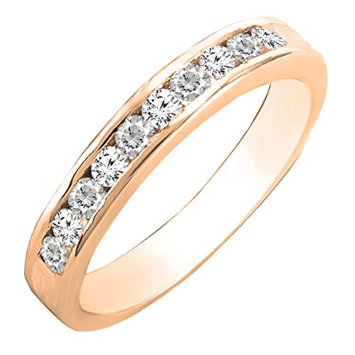 Dazzlingrock Collection Anillo apilable de boda redondo de 0,35 quilates (quilates) de 1/3 quilates, oro de 18 quilates, diamante blanco cultivado en laboratorio, oro rosa, diamante blanco cultivado