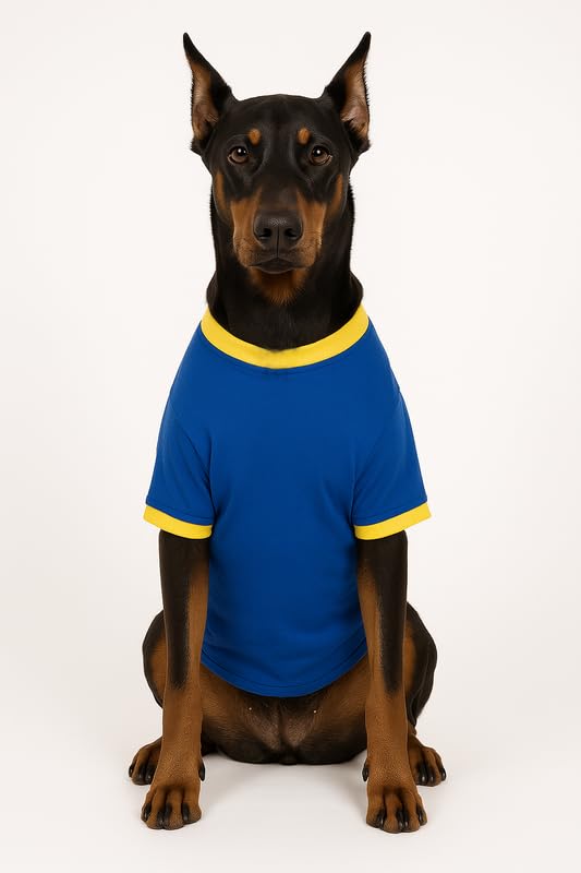 Image of Thunder Tails Cotton Adjustable Dog T-Shirt for Full-Grown Labrador, Golden Retriever, German Shepherd & Husky | Pet Clothing for Large Dogs (Royal Blue Star, 5XL)