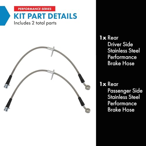 Image of TRQ Rear Performance Brake Hose Set Compatible with 1992-1994 Honda Civic