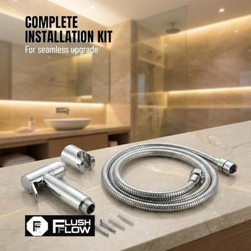 Image of CPH-3 ABS Health Faucet with 1.2 Meter 304 Grade Stainless Steel EPDM Flexible Hose and Wall Hook l Jet Spray for Bathroom | 1 Year Warranty | Chrome