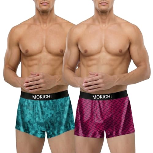 Image of Men's Microfiber Boxer Briefs Pack of 2 | Ultra Soft Stretch Trunks | Moisture-Wicking Breathable Innerwear | Printed Premium Underwear for Men | Comfortable Elastic Waistband