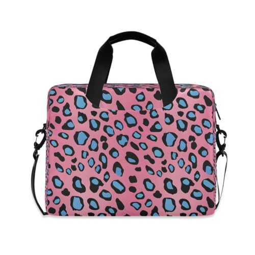 Funda de portátil acolchada con correa de hombro y bolsillo organizador leopardo