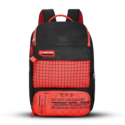 Image of uppercase Campus School Backpack | Well-Padded, Double Compartment with File Sleeve, Organizers, Side Bottle Pocket | For Boys & Girls | 500 Days Warranty