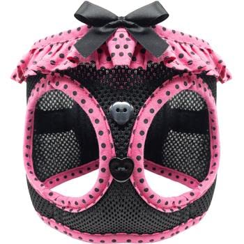 Doggie Design No Choke Dog Harness - Simple Step-in and Go Dog Vest for Small, Medium, and Large Breeds - Breathable Mesh Polyester Pet Harness - Hot Pink and Black Polka Dot - M