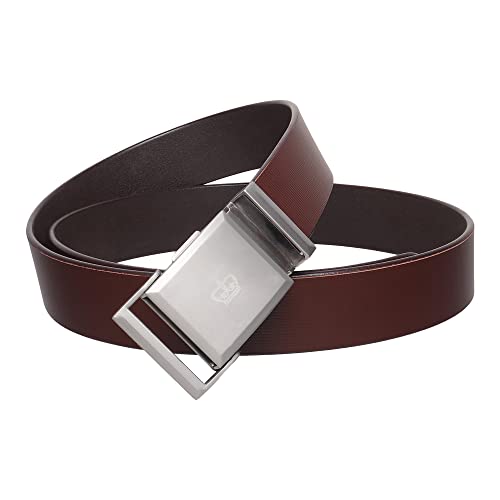Image of USL Men's Leather Auto Lock Brown Belt For Men | Casual Mens Leather Belt