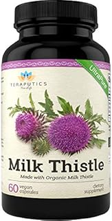 Organic Milk Thistle | Non GMO 2000mg 4X Concentrated Vegan Daily Supplement w/ Silymarin Seed Extract for Liver Support, Detox and Cleanse - 60 Veggie Capsules