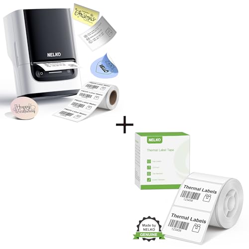 Nelko Label Maker Machine with Tape, PM220 Bluetooth Label Printer, Thermal Labels PM220 Label Maker, 1.57'' x 1.18'' (40x30mm) Thermal Sticker Label