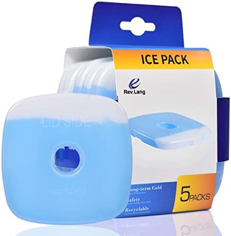 REV. LANG Cold Ice Freezer Pack for Lunch Box/Bag Original Cool Healthy Reusable Hard Slim Lightweight Long Lasting for Coolers Backpack Outdoor Camping (130g,Set of 5)