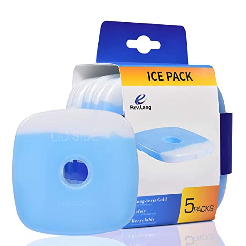 Rev. Lang Cold Ice Freezer Pack For Lunch Box/Bag Original Cool Healthy Reusable Hard Slim Lightweight Long Lasting For Coolers Backpack Outdoor Camping (130G,Set Of 5) #TOP12