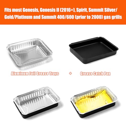 Image of for Weber Drip Pan Replacement 93305 Catch Pan for Weber with 20-Pack 6415 Foil Grease Tray Liners | Grease Catcher for Weber Genesis & Spirit Grills Silver /Gold /Platinum1000-5500 Summit Grills