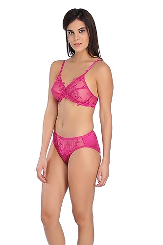 Image of Tipsy Women's Net Lace Non Padded Non Wired Bra Panty Set