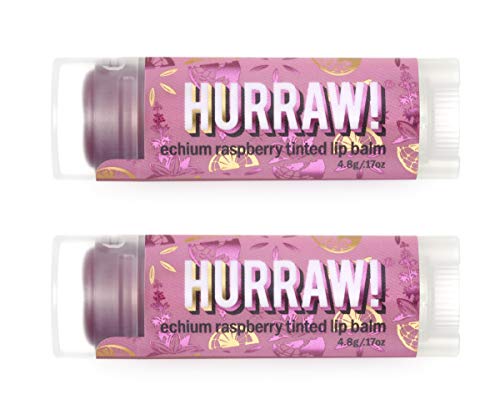 Hurraw! Echium Raspberry Tinted Lip Balm, 2 Pack – Organic, Certified Vegan, Cruelty and Gluten Free. Non-GMO, 100% Natural Ingredients. Bee, Shea, Soy and Palm Free. Made in USA