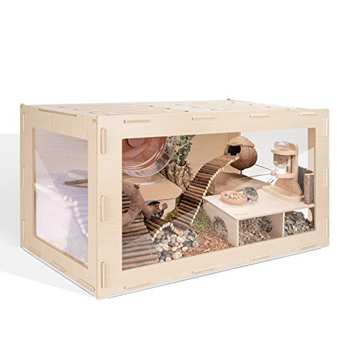 Niteangel Bigger World - MDF Aspen Terrarium for Hamster Gerbils Mice Lemming Degus or Other Small-Sized Pets(30 x 15 x 17.7 inches Burlywood)