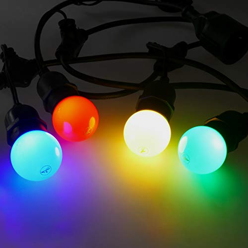 PrimeMatik GI09-VCES Lichterkette mit 20 Lampen mit Fassung E27 außen IP64 Elektrisches Kabel 20 m ausziehbar Weiß (GI09)