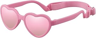 Baby Sunglasses with Strap Heart Shaped UV Protection Flexible Polarized Sunglasses for Infant Toddler Girls Boys