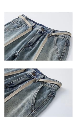 Men's Classic High Street Vintage Jeans Elastic Waist Straight Leg Casual Jeans2