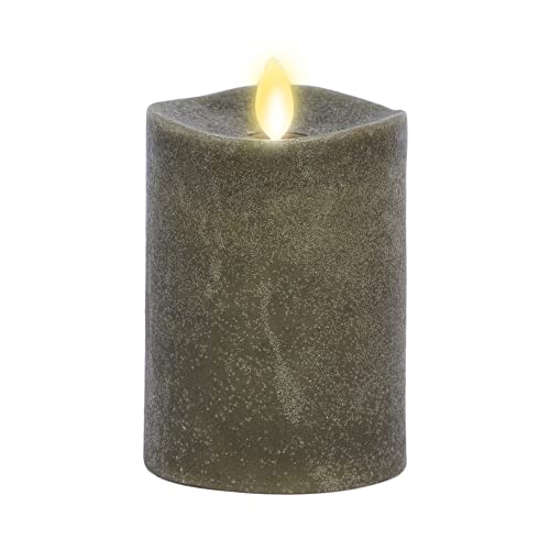 Image of Luminara - Flameless LED Battery Operated Flickering Pillar Candles - Stone Grey - Pack of 1-3x4.5 - Realistic Moving Flame Real Wax Indoor /Outdoor