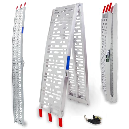TRUTZHOLM Auffahrrampe klappbar 228 cm Tragkraft 340 kg Aluminium Rampe Faltbare Alu Verladerampen ATV Quad (1 x Rampe grau)