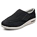 SHANGN Chaussures Diabétiques Confortables pour Hommes Chaussures pour Œdème Diabétique pour Les Pieds Enflés, La Fasciite Plantaire Baskets De Marche Respirantes pour Personnes Âgées,Black-EU43