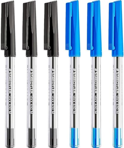 STAEDTLER Medium 0.5mm 430 M Stick Ballpoint Pens Writing Pen Smooth Ink (Black/Blue)