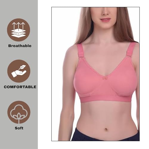 Image of Viral Girl Women's Wire-Free Cotton Hosiery Bra | Non-Padded, Full Coverage, Adjustable Straps | Soft Comfortable Innerwear with Hook & Eye Closure for Everyday Use