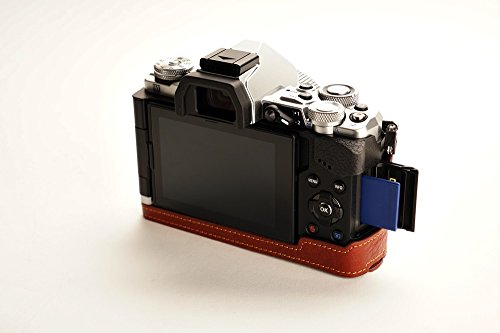 Demi étui en cuir véritable marron pour Olympus OM-D E-M5 II