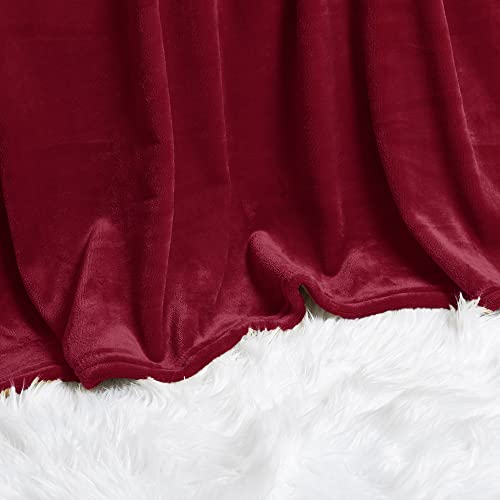 Home Soft Things Red Solid Flannel Fleece Throw Blanket, 90'' X 90'', Super Soft Comfy Fluffy Warm Bed Couch Blanket Cover For Living Room Bedroom Home Décor New Year Gift #TOP2