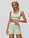 2 Piece Workout Sets for Women Racerback U Back Color Block Crop Tank Sports Bras Matching Tummy Control Biker Shorts Womens Two Piece Athletic Set Gym Wear Active Yoga Outfits L Green
