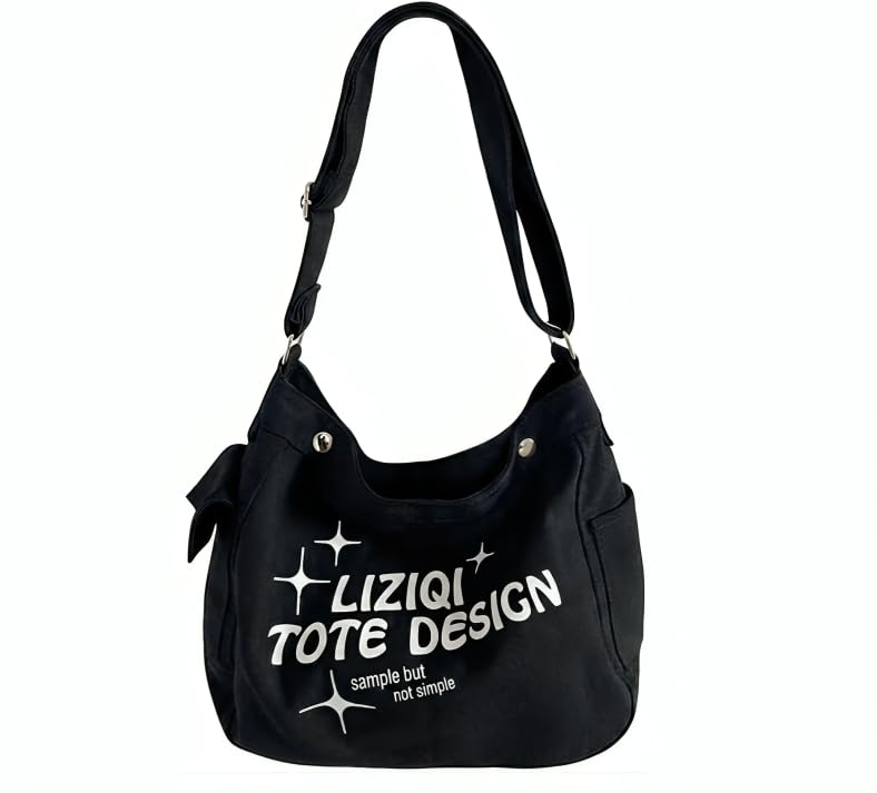 Black Canvas Messenger Bag for Men Women - Vintage Crossbody Sling Bag for Laptop Travel Office College Gym - Aesthetic Shoulder Handbag One Side Tote Bag-image-19