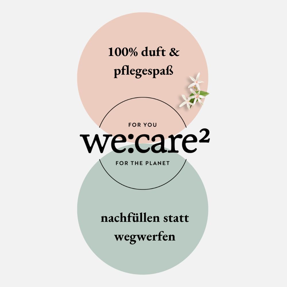 we:care² 8 bolsas de recarga de gel de ducha de 500 ml, jazmín/té verde, paquete de recarga de gel de ducha sostenible y vegano, sin siliconas, parabenos y microplásticos, recarga de jabón líquido