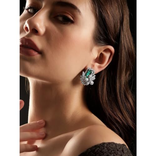 Image of Rubans Stud Earrings American Diamond Trendy Jewellery for Women & Girls