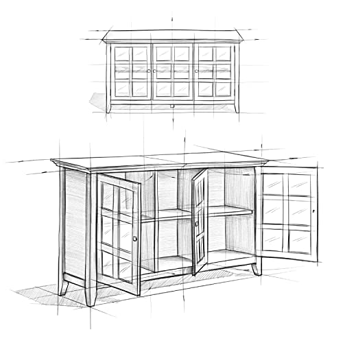 Simplihome Acadian Solid Wood 62 Inch Wide Transitional Wide Storage Cabinet In White, With 3 Tempered Glass Doors, 3 Adjustable Shelves #TOP6