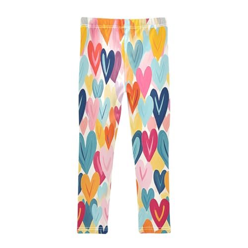 Toddler Girls Leggings Printed Yoga Pants Leggings Fold Colorful Love Heart for Kids2