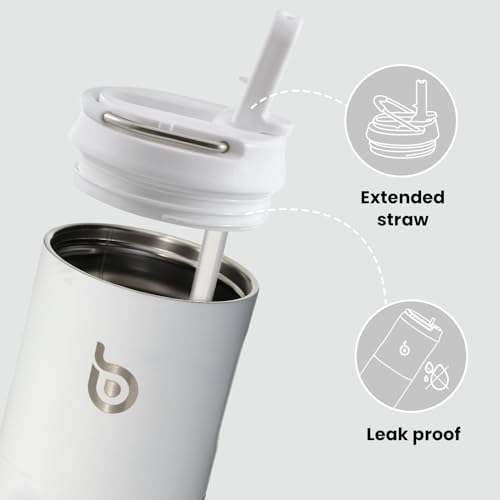 BOTTLE BOTTLE Insulated Water Bottle 700ml(24oz) with Straw and Lid Stainless Steel Sports Water Bottles Metal Drink Flask with Handle for Man and Women (White) - Image 2