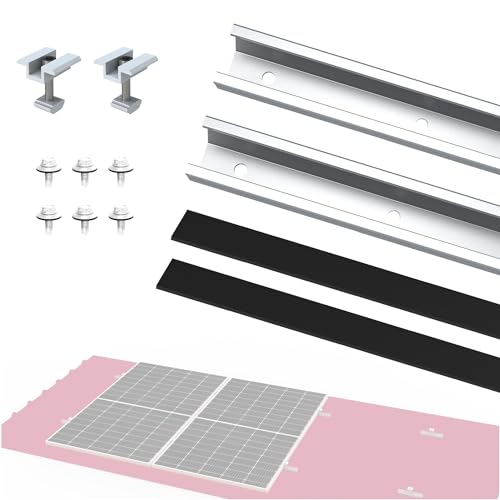 NuaSol PhotovoltaikTrapezblechdach Montageset Erweiterung | Befestigung, Halterung | U-Profil 20cm | Solarpanel Halterung mit Mittelklemme & Schrauben für 30 &35 mm Solarmodule geeignet