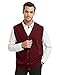 TopTie Men Sweater Vest Solid Knitted Lightweight Thermal Cardigan-Wine Red-L