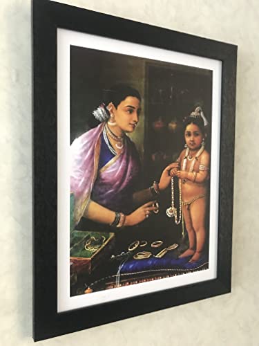 Image of Adventures� *Yashoda and Bal-Krishna*- Two Paintings by Raja Ravi Varma, Set of 2 Wall D�cor Frames. Matt Satin Print with MDF & 1 inchPS Black Frame. Size 14 inchx18 inch each.