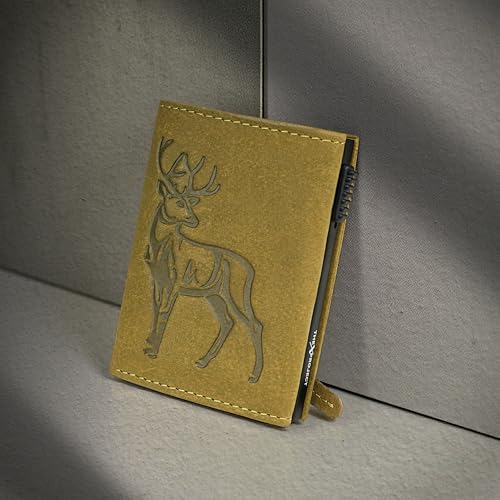 Image of The X Project Staggo Trifold Wallet | Premium Genuine Leather | Aluminium Cardholder | Side Slide Pop-Up Card Ejector | Carry Up to 6 Cards and 1 Slot for Carrying Cash & Folded Bills (Green)