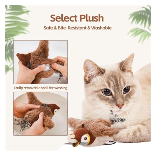 YUEMOL Brinquedos Para Gatos Brinquedo interativo do gato do pássaro, pássaro batendo recarregável d