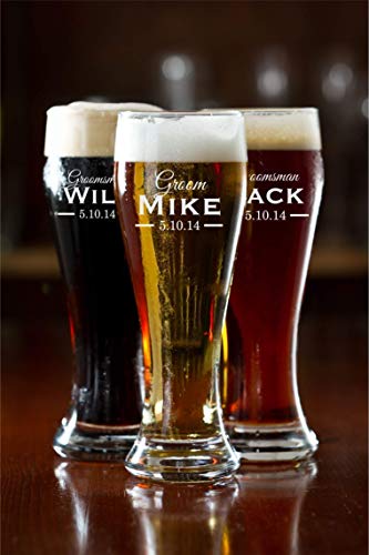 Personalized Engraved 16 Ounce Glass Pilsner (Sold Individually)